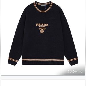 ***P R A D A Black Sweater with Gold Detailing***UNISEX****